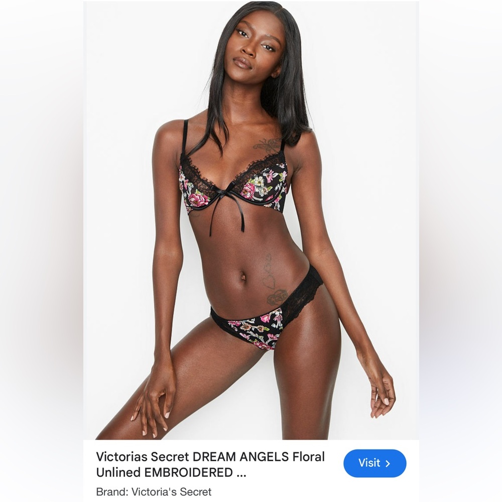Victoria's Secret Luxe Dream Angels  Floral Embroidered Lingerie Set NWT